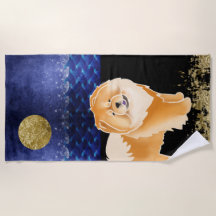 Red Gingko, Chow Beach Towel