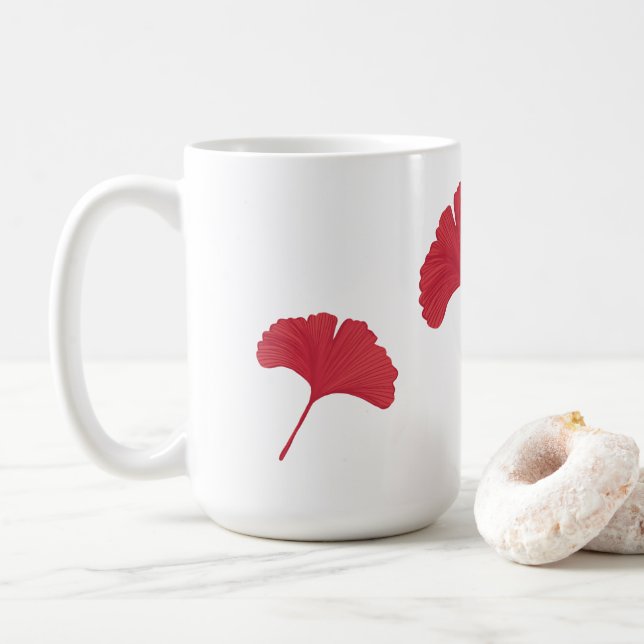 Red Ginkgo Lövs Kaffemugg (Med munk)