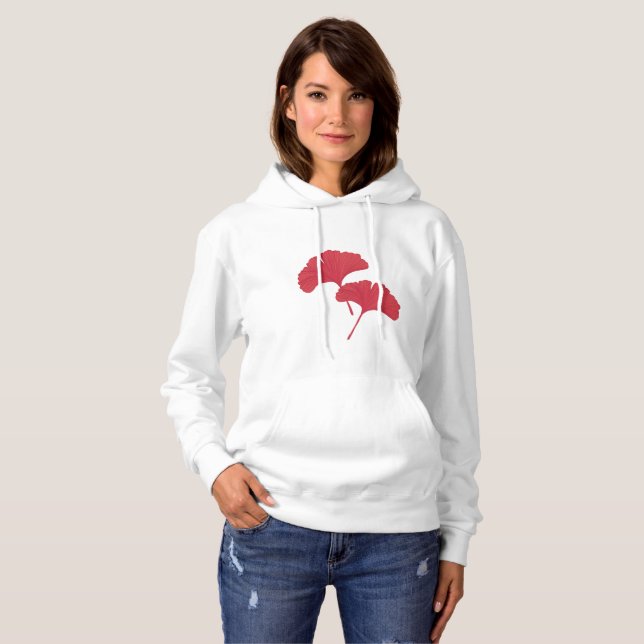 Red Ginkgo Lövs T Shirt (Hel framsida)