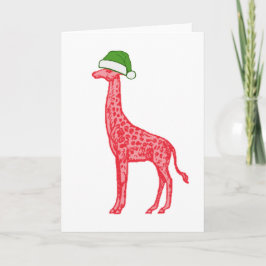 Red Giraffe med Grönt Santa Hat Kort