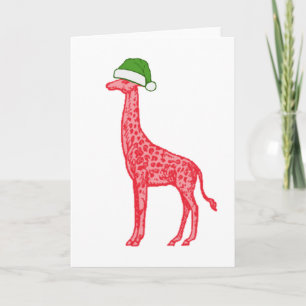 Red Giraffe med Grönt Santa Hat Kort