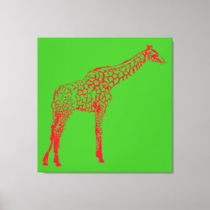 Red Giraffe Stencil Canvastryck