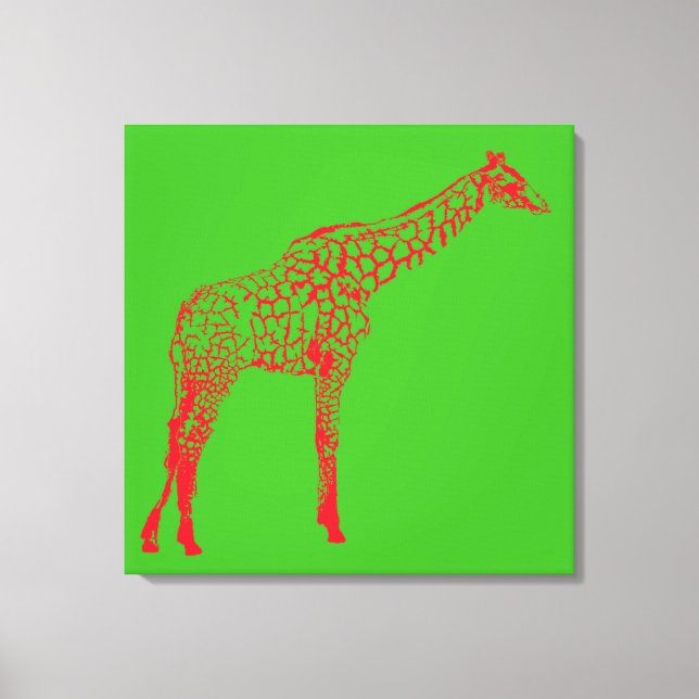 Red Giraffe Stencil Canvastryck (Framsida)