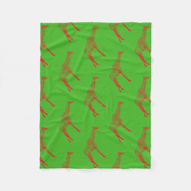 Red Giraffe Stencil Fleecefilt (Framsidan)