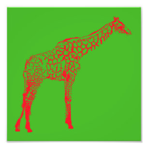 Red Giraffe Stencil Fototryck