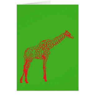 Red Giraffe Stencil Hälsningskort