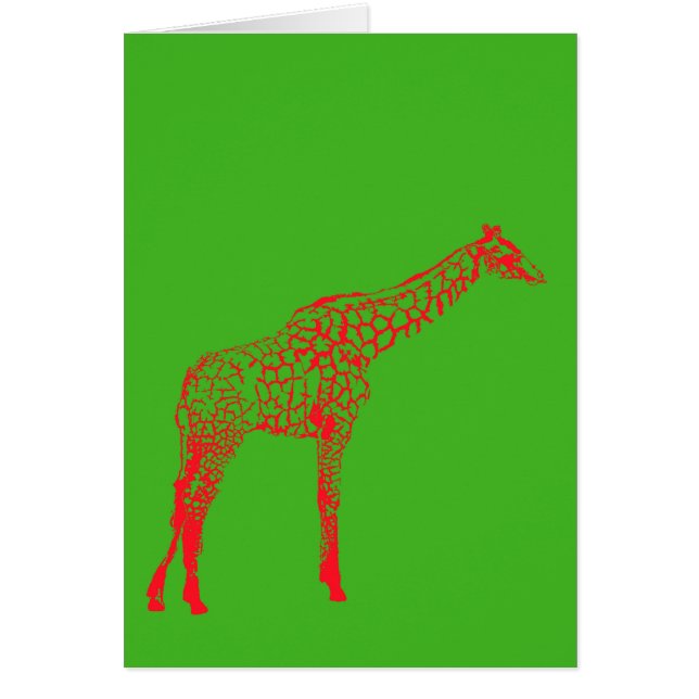 Red Giraffe Stencil Hälsningskort (Framsidan)
