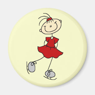 Red Girl Ice Skater T-shirts och Gifts Magnet