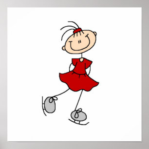 Red Girl Ice Skater T-shirts och Gifts Poster