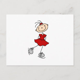 Red Girl Ice Skater T-shirts och Gifts Vykort