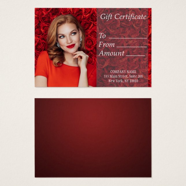 Red Girl Ro Gift Certificate Visitkort (Framsida & baksida)