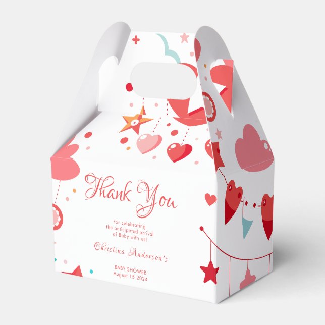 Red Girl Stars Sprinkle Baby Shower Presentaskar (Framsidan Sidan)