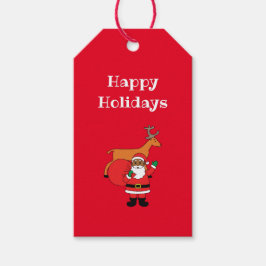 Red Glad helg African American Jultomten Presentetikett