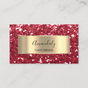 Red Glam Guld Ram Chunky Glitter QR Code Logotyp Visitkort