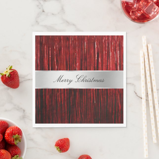 Red Glam Tinsel Rand Pappersservett (Insitu)