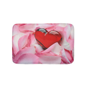 Red Glass Heart Ro Petals Badrumsmatta