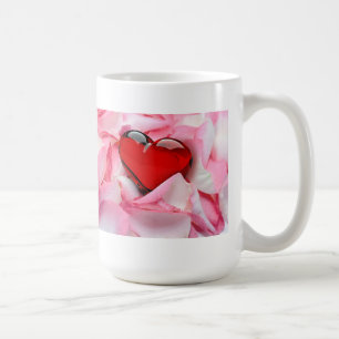 Red Glass Heart Ro Petals Kaffemugg