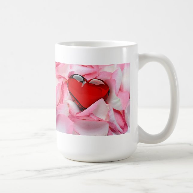 Red Glass Heart Ro Petals Kaffemugg (Höger)
