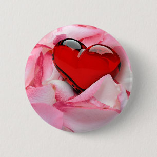 Red Glass Heart Ro Petals Knapp