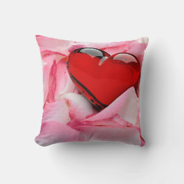 Red Glass Heart Ro Petals Kudde