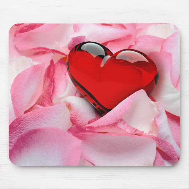 Red Glass Heart Ro Petals Musmatta (Framsidan)