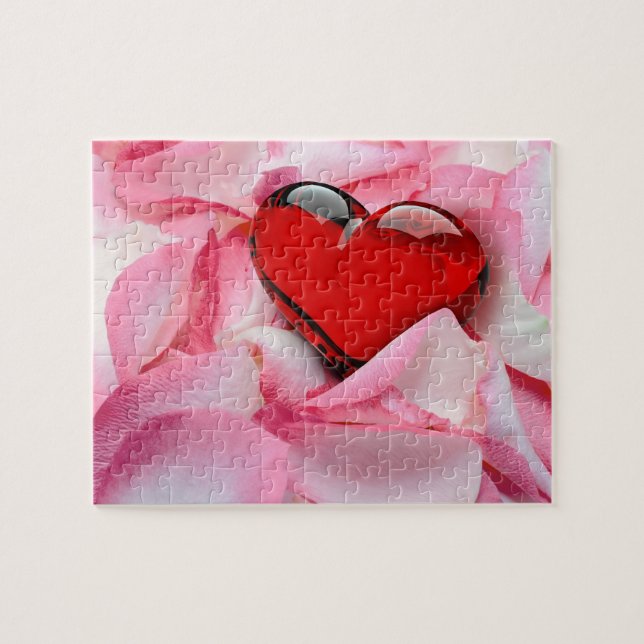Red Glass Heart Ro Petals Pussel (Horisontell)