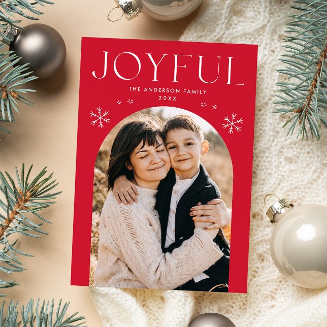 Red Glatt Snowflake Photo Julkort (Skapare uppladdad)