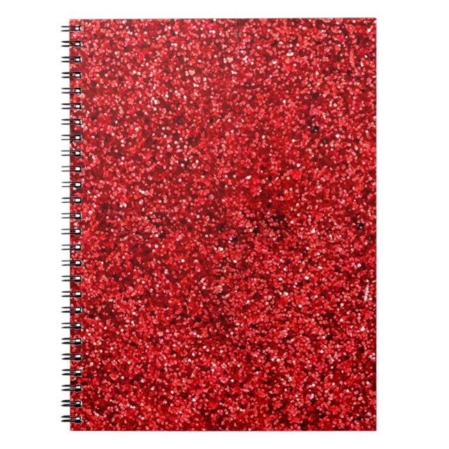 Red Glitter Anteckningsbok Med Spiral (Framsidan)