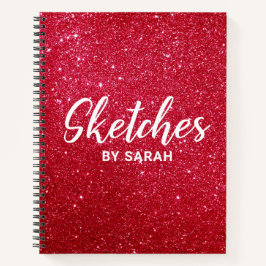 Red Glitter Artist Sketchbook Notebook Antecknings
