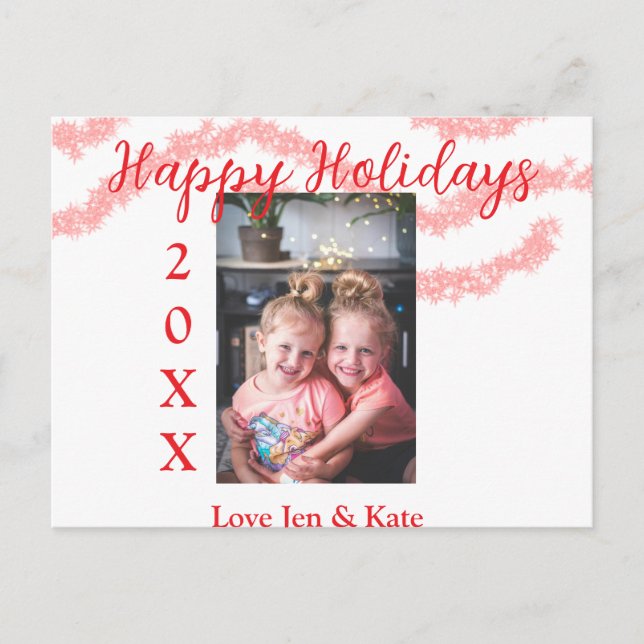 Red glitter-barnfamiljfoto glad helg namn (Framsida)