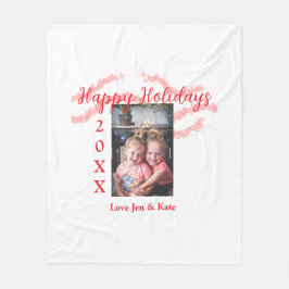 Red glitter-barnfamiljfoto glad helg namn fleecefilt