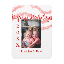 Red glitter-barnfamiljfoto glad helg namn magnet