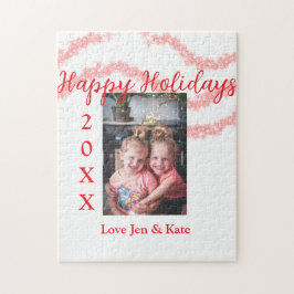 Red glitter-barnfamiljfoto glad helg namn pussel