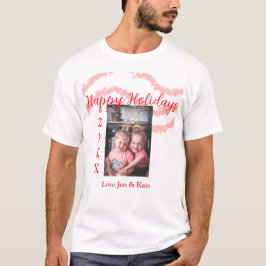 Red glitter-barnfamiljfoto glad helg namn t shirt