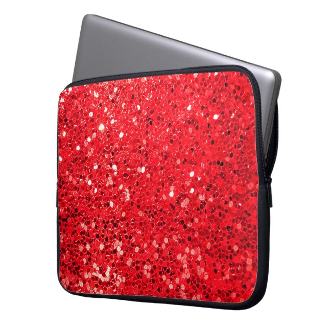 Red Glitter Bling Laptop Fodral (Framsidan Vänster)