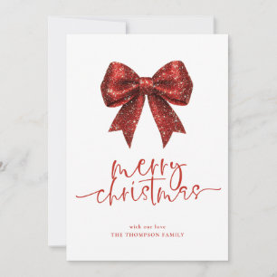 Red Glitter Bow 2026 Calendar God jul Julkort