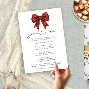 Red Glitter Bow Progessiv jul Party Inbjudningar