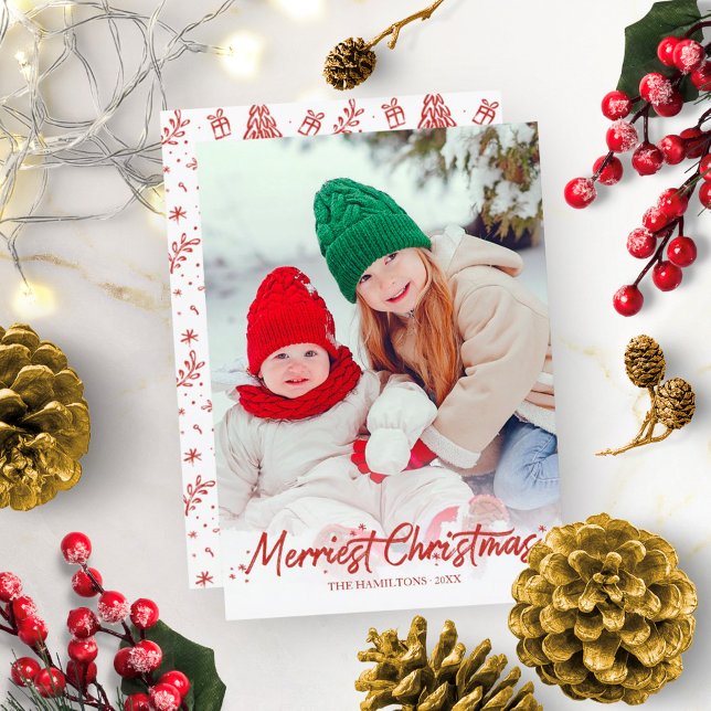 Red Glitter Calligraphy Photo Merriest jul Inbjudningar (Skapare uppladdad)