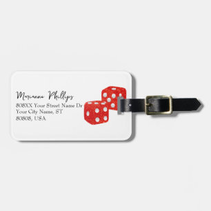Red Glitter Casino Dice Bagagebricka