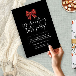 Red Glitter Coquette Bow Lets Party jul Inbjudningar