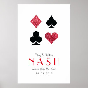Red Glitter Destiny Las Vegas Bröllop-årsdagen Poster