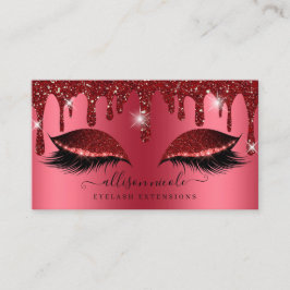 Red Glitter Drip Metallic Foil Eyelash Visitkort