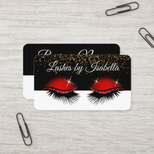 Red Glitter Eyelash Visitkort
