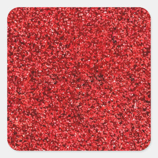 Red Glitter Fyrkantigt Klistermärke