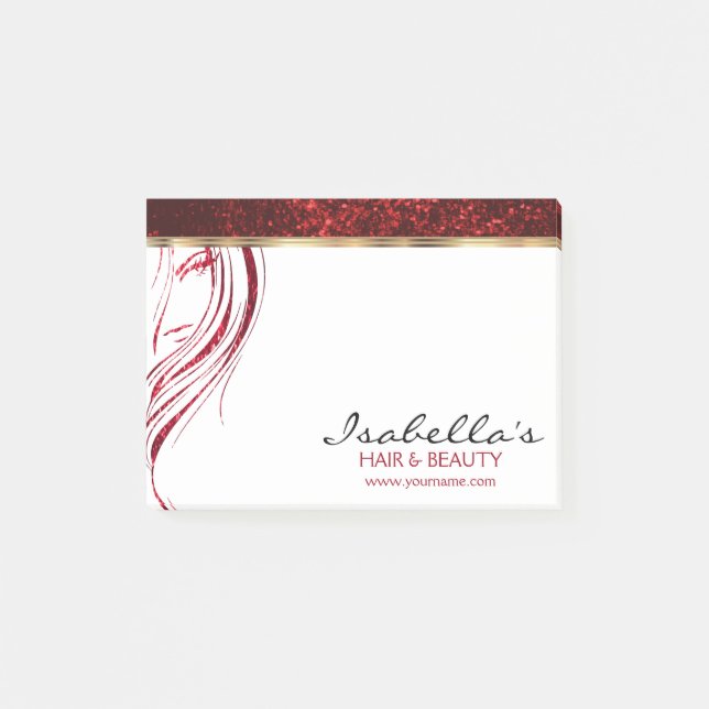 Red Glitter - Girl Beauty Salon Post-it Block (Framsida)