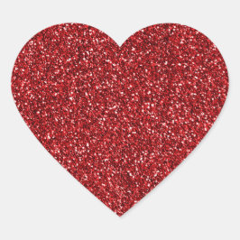 Red Glitter Glitz Hjärtformat Klistermärke
