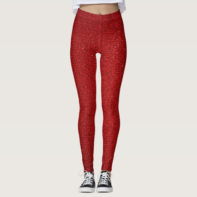 Red Glitter Gnistra Leggings (Framsida)