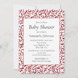 Red Glitter Gnistra Leopard Print Inbjudningar