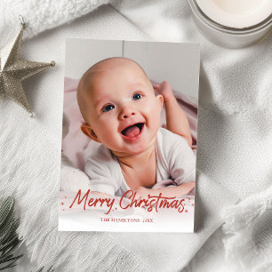 Red Glitter Handwrite Photo God jul Inbjudningar