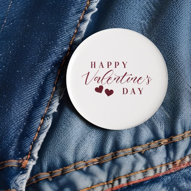 Red Glitter Happy Valentine's Day Hearts Knapp (Red Glitter Happy Valentine's Day Hearts button.)
